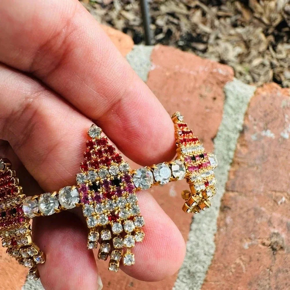 Vintage rhinestone, Santa Claus bangle bracelet - Picture 3 of 6